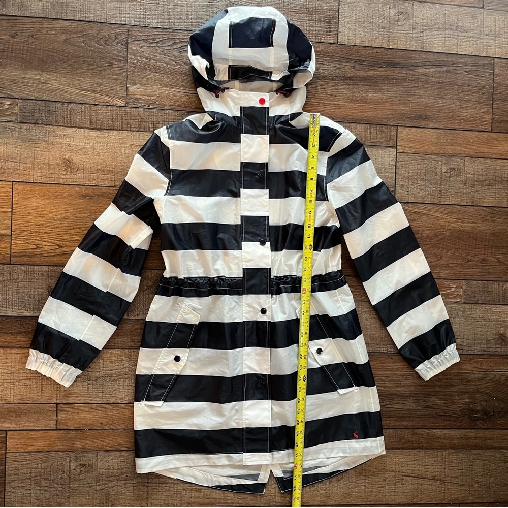 JOULES Right as Rain French Navy Stripe Golightly Raincoat Size 6 Packable - Picture 15 of 16